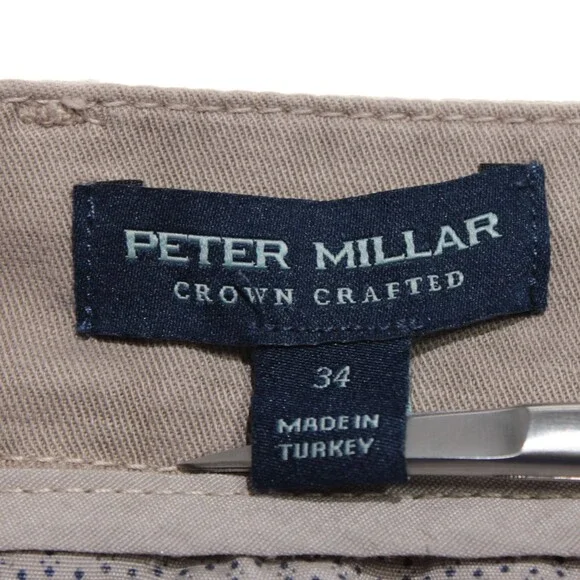 Peter Millar NWT Chinos / Casual Pants Size 34 US Tailored Fit Somerset in Beige